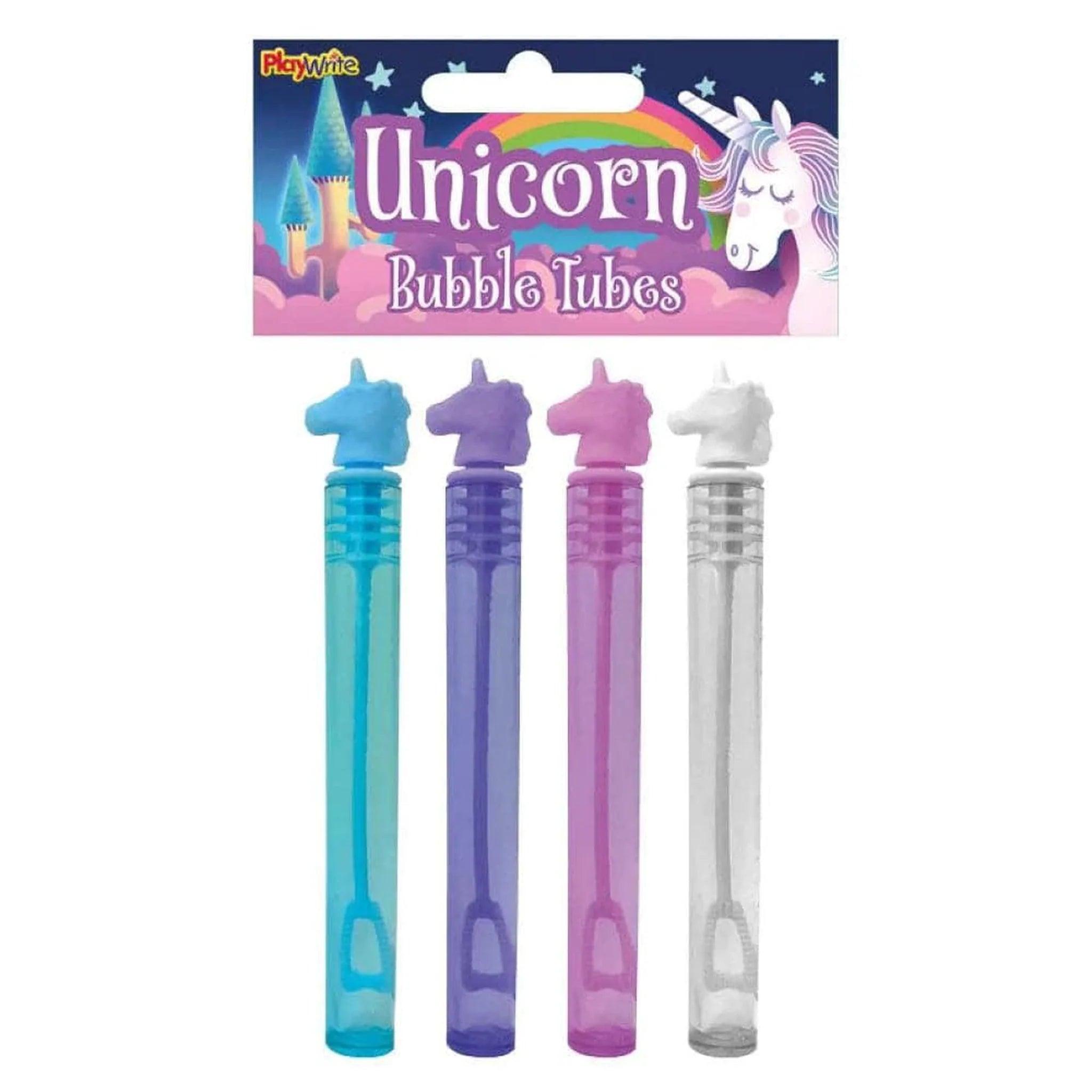 Unicorn Bubble Tubes 11cm 4pk - PoundToys
